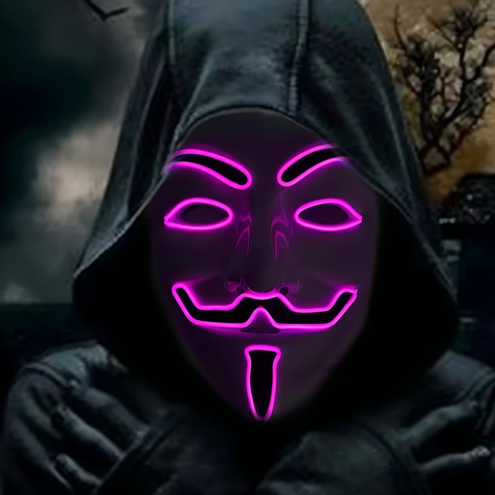 Men’s Scary LED Halloween Mask | Light Up Anonymous Cosplay 9