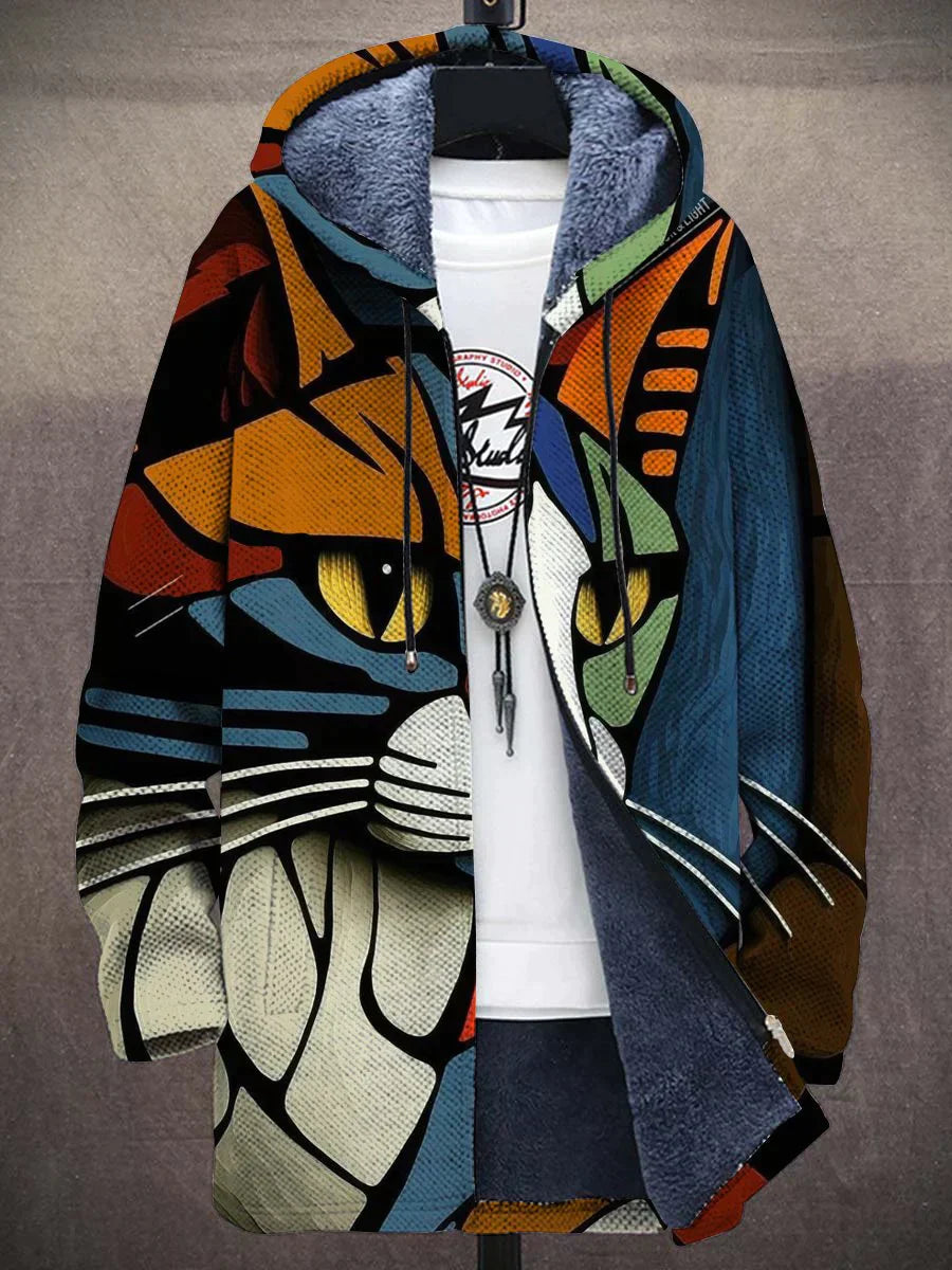MeowMosaic – Abstract Cat Cardigan 1