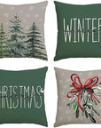 MerryCushion – Green Cushion Cover with Festive Christmas Print 45x45 cm 2