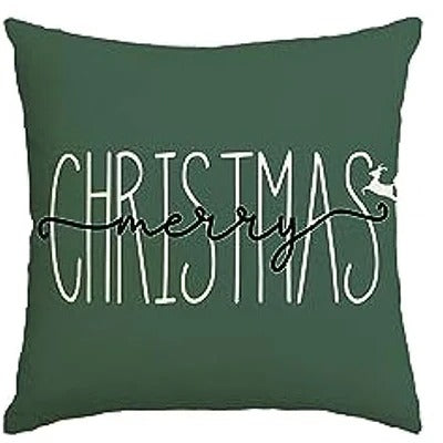 MerryCushion – Green Cushion Cover with Festive Christmas Print 45x45 cm 3