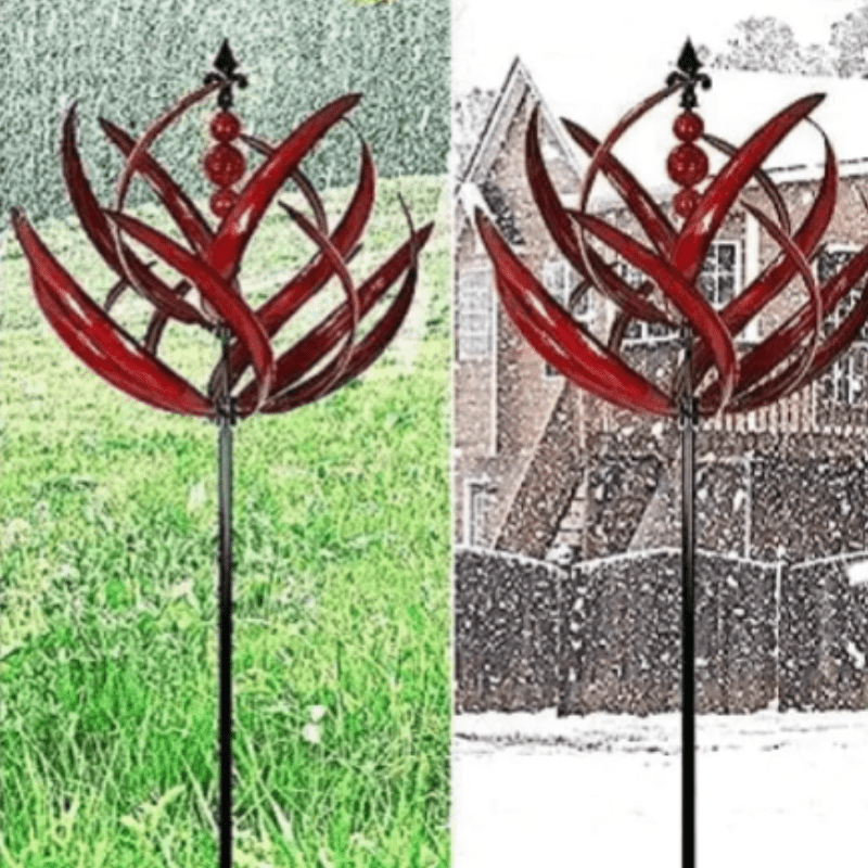 Metal Garden Wind Spinner Kinetic Art Sculpture - Elegant Outdoor Decor for Garden 3