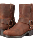 Mid-Cut Black Leather Biker Boots for Women with Harness Detail – Stylish Moto Footwear 0