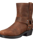Mid-Cut Black Leather Biker Boots for Women with Harness Detail – Stylish Moto Footwear 1
