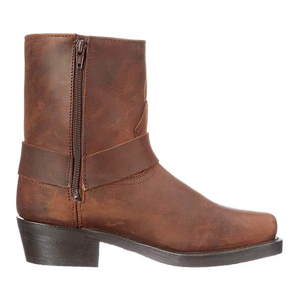 Mid-Cut Black Leather Biker Boots for Women with Harness Detail – Stylish Moto Footwear 2