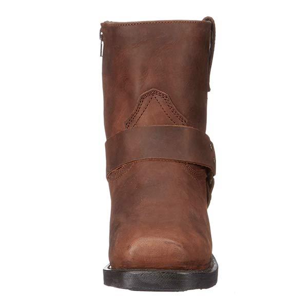 Mid-Cut Black Leather Biker Boots for Women with Harness Detail – Stylish Moto Footwear 3