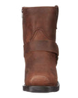 Mid-Cut Black Leather Biker Boots for Women with Harness Detail – Stylish Moto Footwear 3