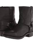Mid-Cut Black Leather Biker Boots for Women with Harness Detail – Stylish Moto Footwear 6