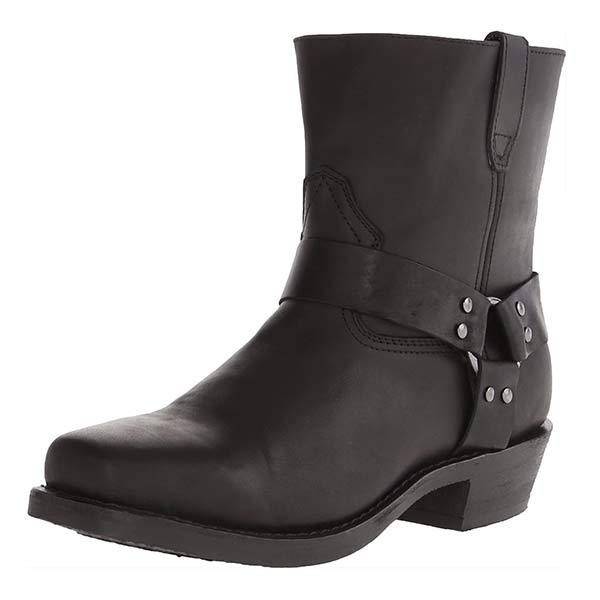 Mid-Cut Black Leather Biker Boots for Women with Harness Detail – Stylish Moto Footwear 7
