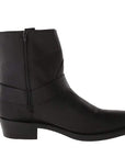 Mid-Cut Black Leather Biker Boots for Women with Harness Detail – Stylish Moto Footwear 8