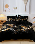 MidnightPetals - Elegant Black and Gold Duvet Set 0