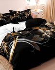 MidnightPetals - Elegant Black and Gold Duvet Set 2