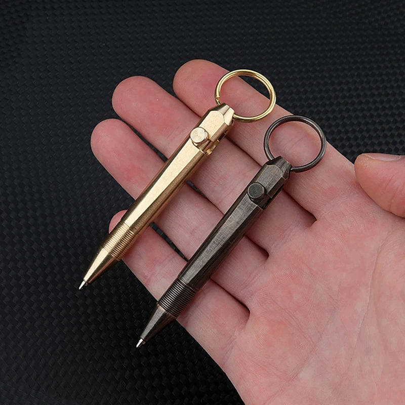 Mini Brass Tactical Pen Keychain – Durable Self-Defense Tool with Smooth Writing for Everyday Use 1