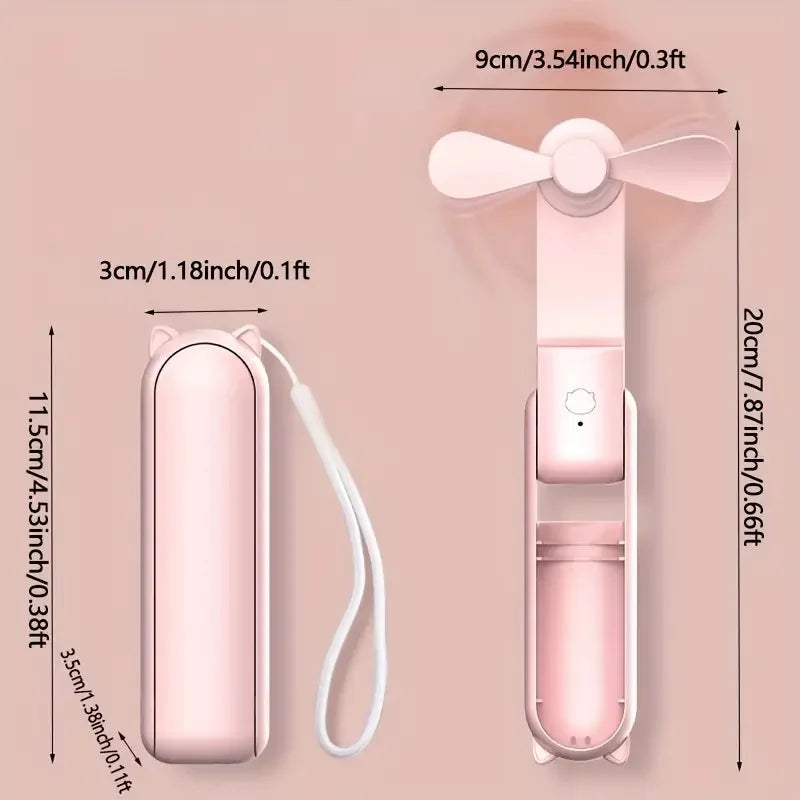 Mini hand fan Breezella | USB rechargeable | 3 speeds | Foldable & Powerbank function | 2000mAh battery 2
