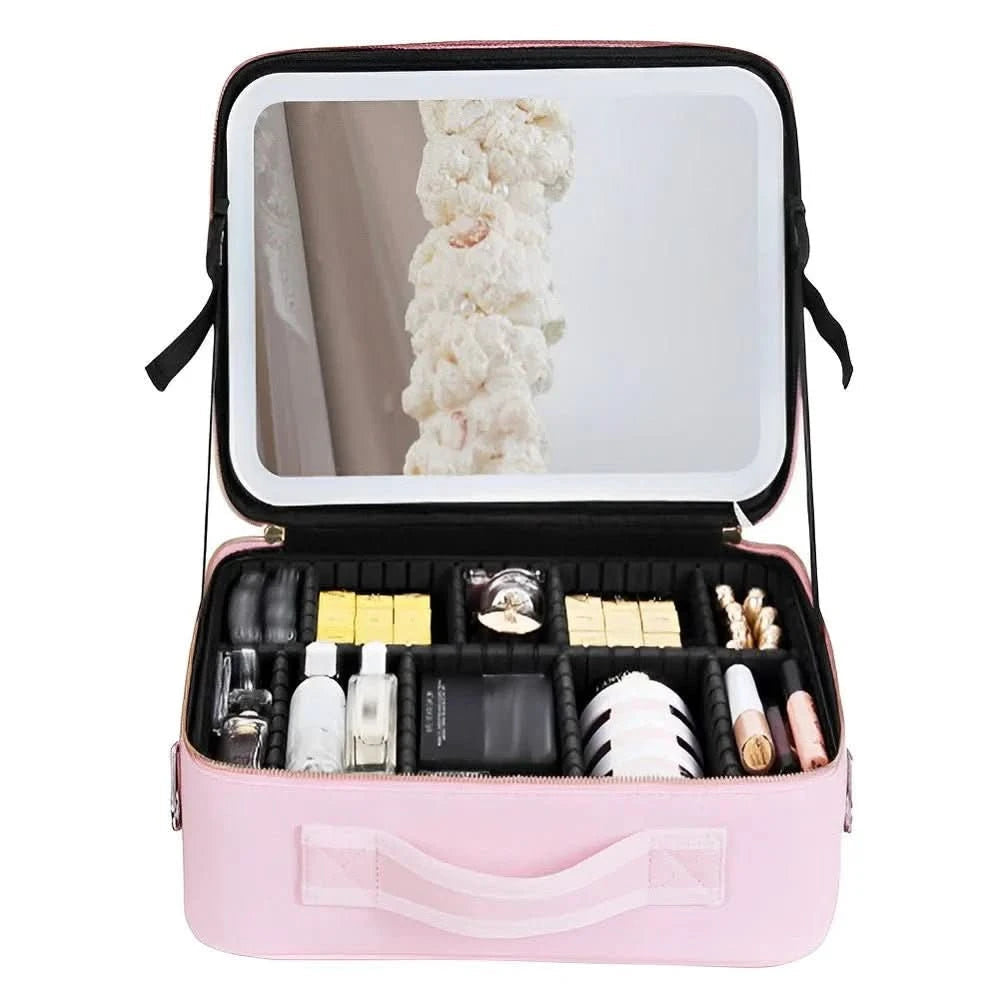 MirrorGlam | LED Light Makeup Bag with Mirror for On-the-Go Styling 3