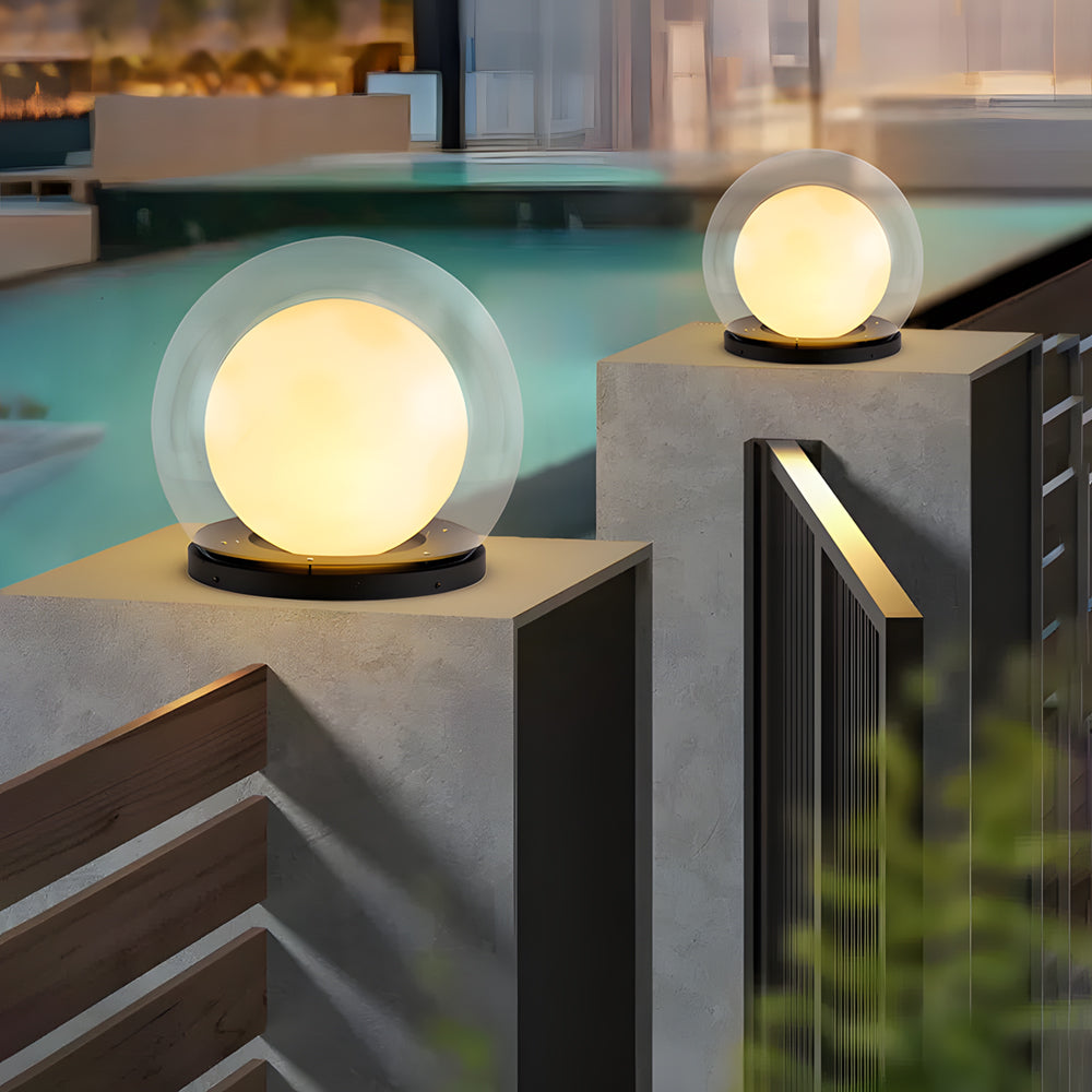 Modern Outdoor Solar Pillar Lamp - Weatherproof Garden Light with Dual-Layer Moonlight Design 2