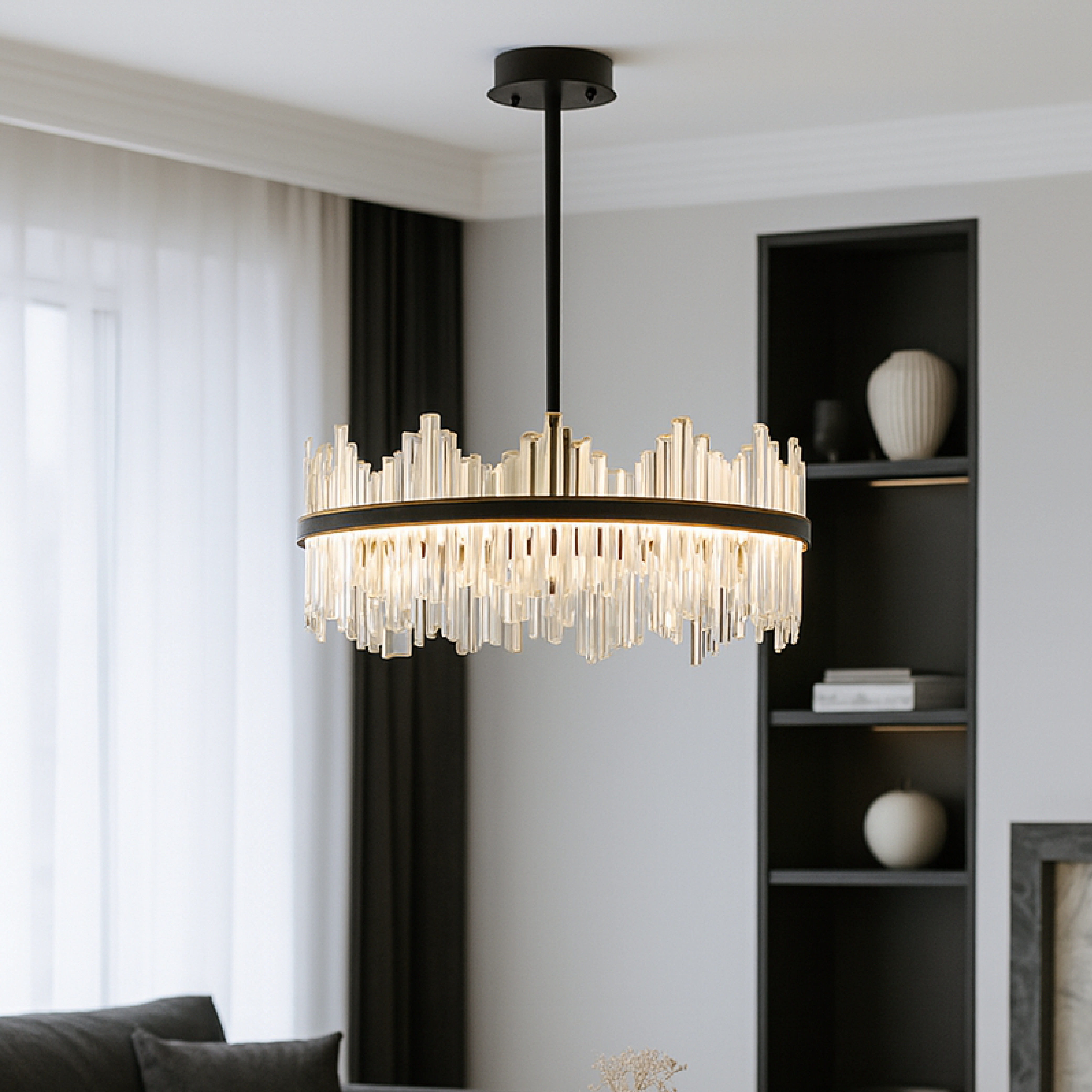 MonteLume | Modern Crystal Black Chandelier Terri 4