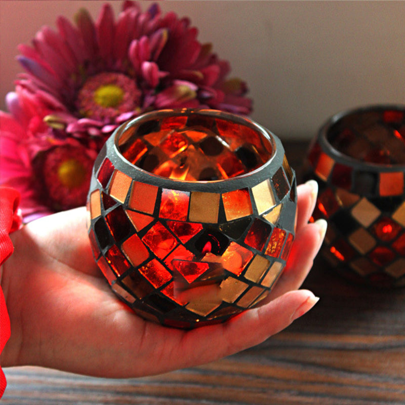 MosaicGlow | Elegant Handcrafted Glass Tealight Holder 19