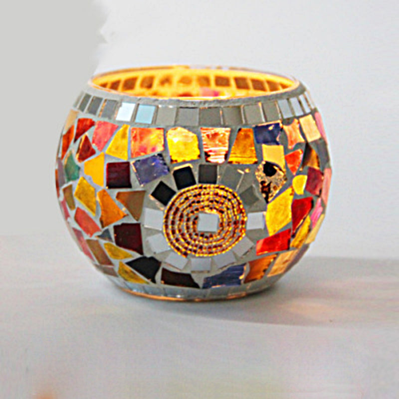 MosaicGlow | Elegant Handcrafted Glass Tealight Holder 28