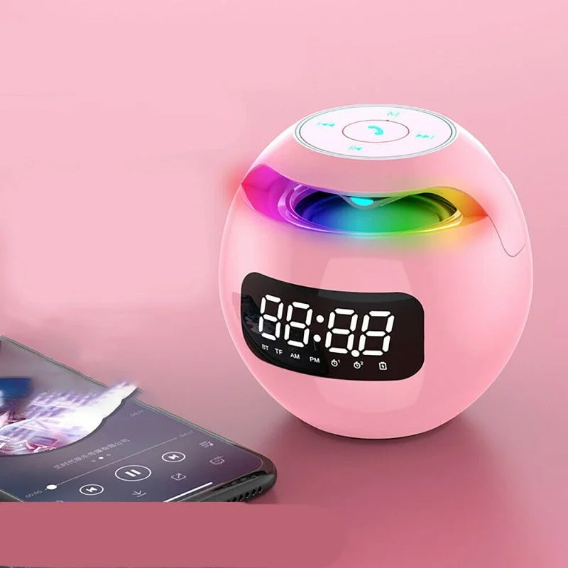 Multifunctional Bluetooth Alarm Clock Speaker with LED Display and Colorful Night Light – 2200mAh Battery 0