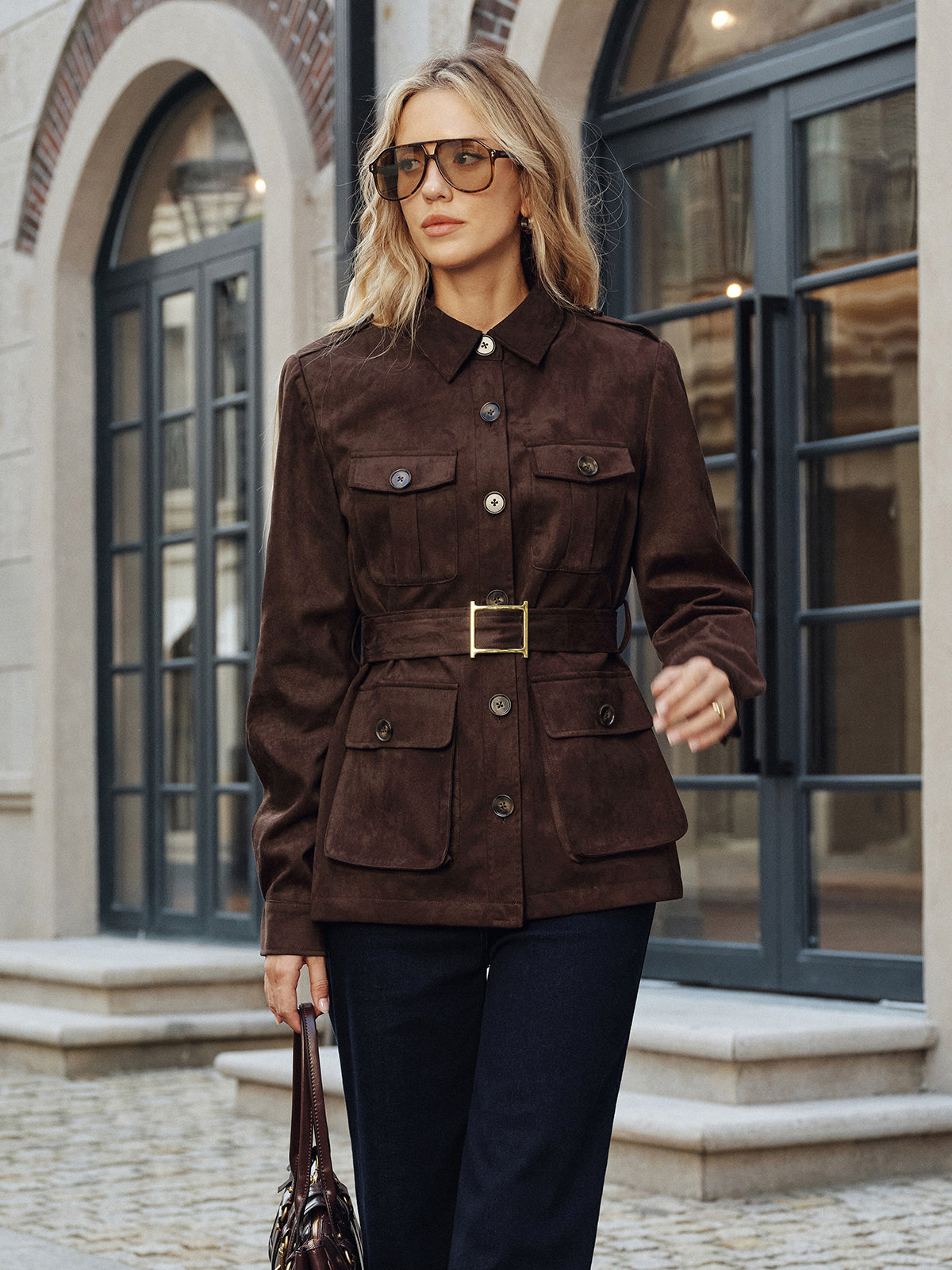 Murphy | Multiple Pocket Belted Suede Trench Coat 2