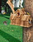 NaturNest | Charming Rustic Wooden Multi-Nest Birdhouse Feeder 1