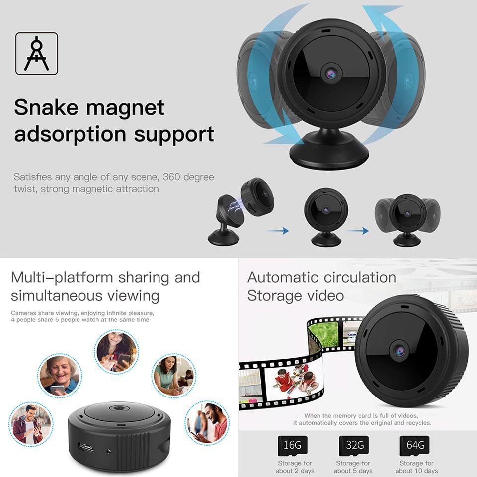 Night Vision Mini WiFi Camera 1080P HD 6