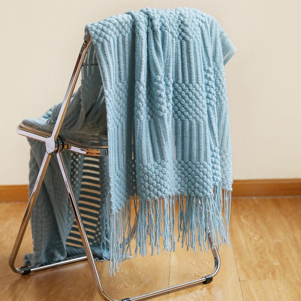NordicWeave | Cozy Textured Knitted Throw Blanket for Sofa or Bed 10
