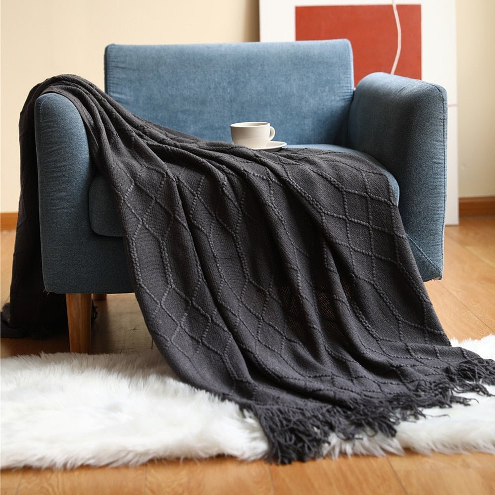NordicWeave | Cozy Textured Knitted Throw Blanket for Sofa or Bed 11