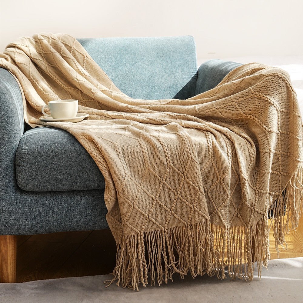 NordicWeave | Cozy Textured Knitted Throw Blanket for Sofa or Bed 12