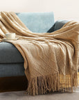 NordicWeave | Cozy Textured Knitted Throw Blanket for Sofa or Bed 12