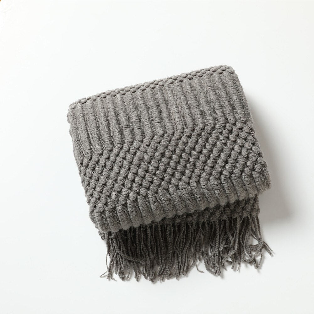 NordicWeave | Cozy Textured Knitted Throw Blanket for Sofa or Bed 14
