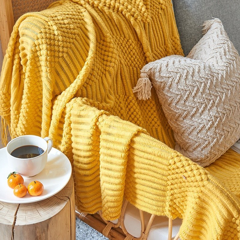 NordicWeave | Cozy Textured Knitted Throw Blanket for Sofa or Bed 15