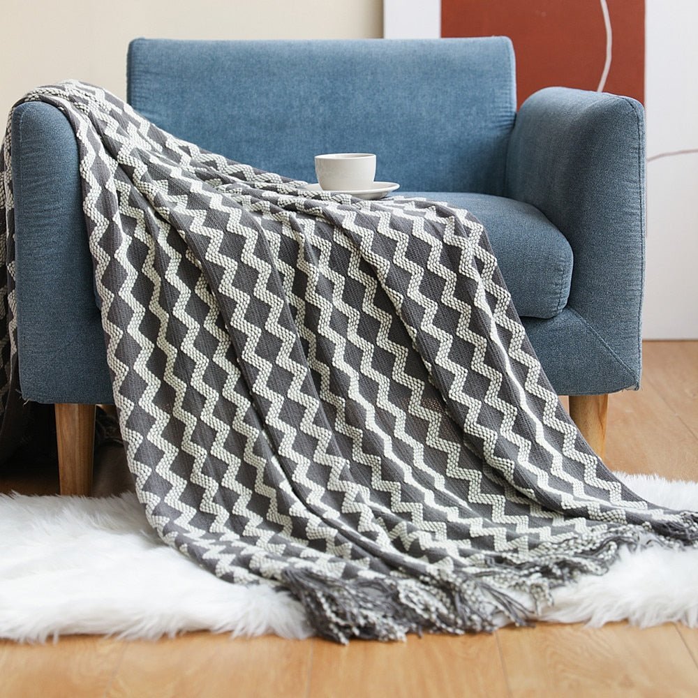 NordicWeave | Cozy Textured Knitted Throw Blanket for Sofa or Bed 18