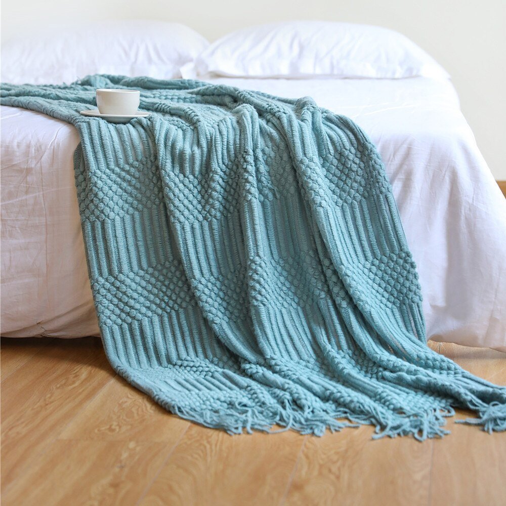 NordicWeave | Cozy Textured Knitted Throw Blanket for Sofa or Bed 19