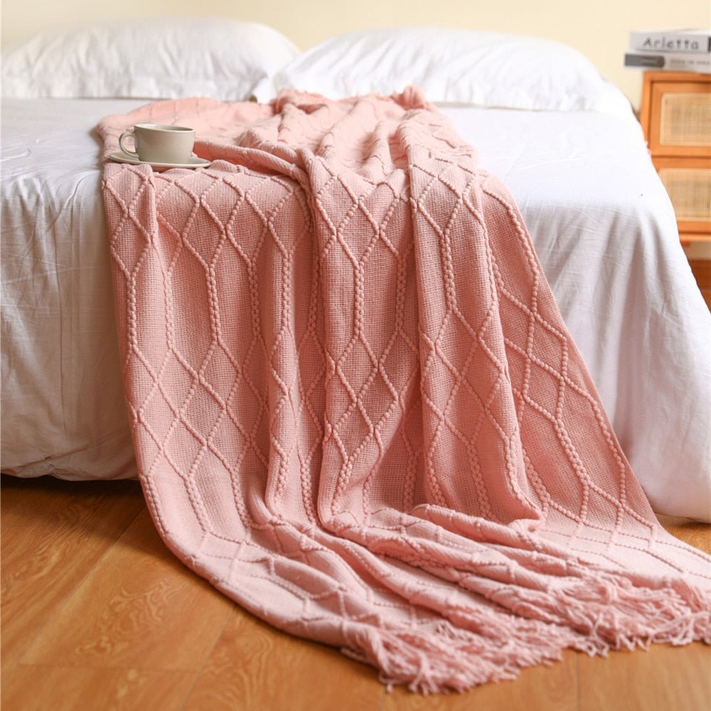 NordicWeave | Cozy Textured Knitted Throw Blanket for Sofa or Bed 23