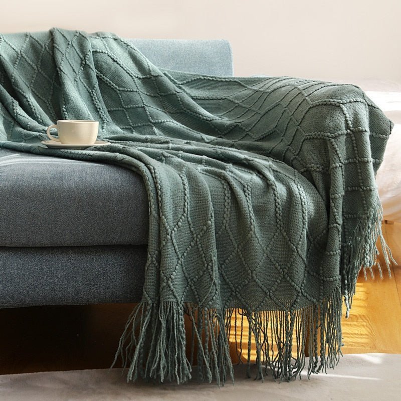 NordicWeave | Cozy Textured Knitted Throw Blanket for Sofa or Bed 25
