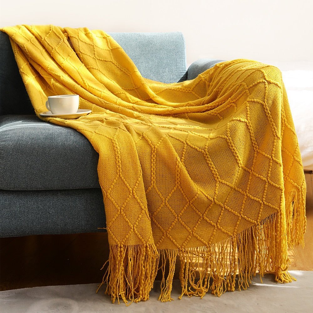 NordicWeave | Cozy Textured Knitted Throw Blanket for Sofa or Bed 29