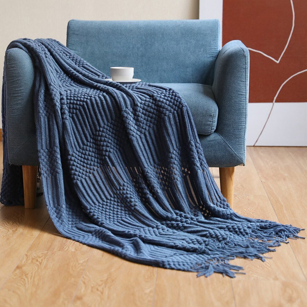NordicWeave | Cozy Textured Knitted Throw Blanket for Sofa or Bed 31