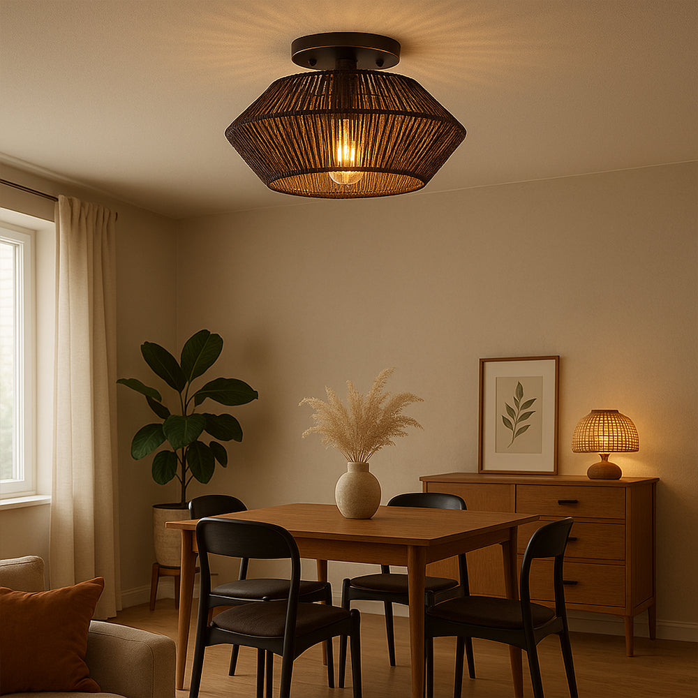 Novion | Vintage Bamboo Woven Ceiling Lamp with Modern Touch 2