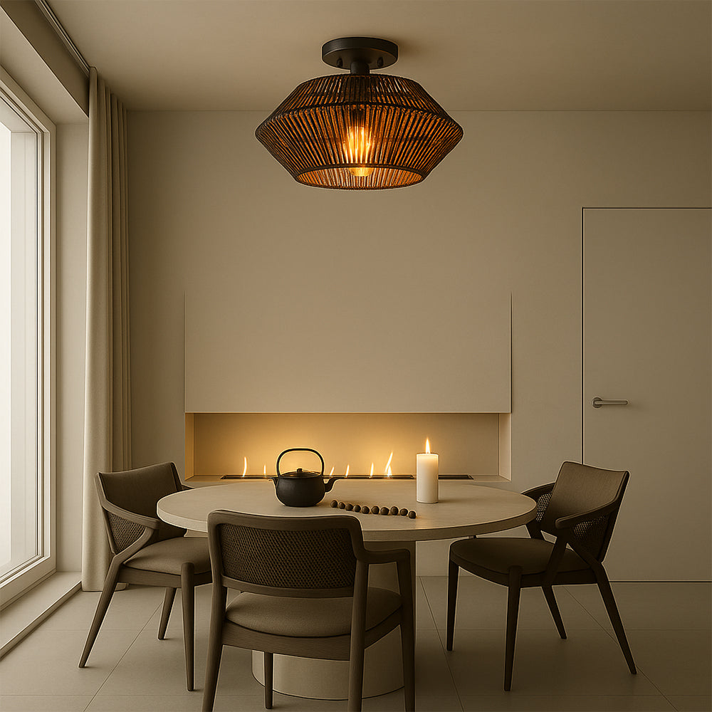 Novion | Vintage Bamboo Woven Ceiling Lamp with Modern Touch 3