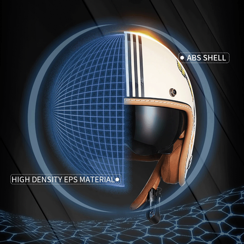 Open Face Helmet Retro Design Lightweight ABS 3