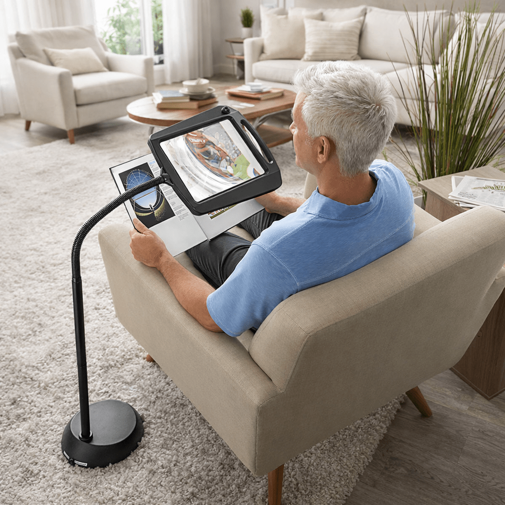 OptiMagnify | Versatile Adjustable LED Floor Lamp with 3x Magnifier 1