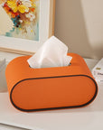OvalElegance | Stylish Premium Leather Tissue Box for Chic Décor 0