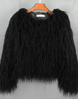 Oversized Cropped Faux Fur Jacket for Women – Shaggy Texture for Fall and Winter Fashion 0