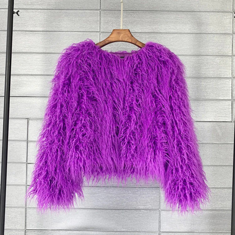 Oversized Cropped Faux Fur Jacket for Women – Shaggy Texture for Fall and Winter Fashion 5
