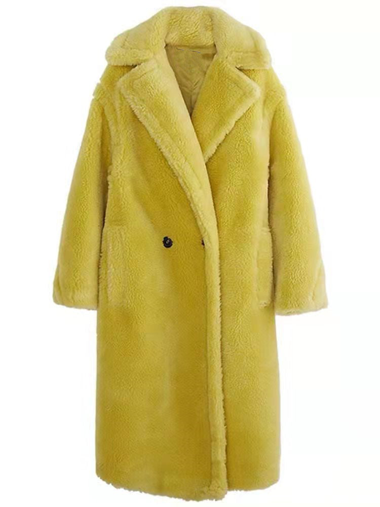 Oversized Faux Fur Coat for Women - Double-Breasted Long Winter Teddy Coat 2