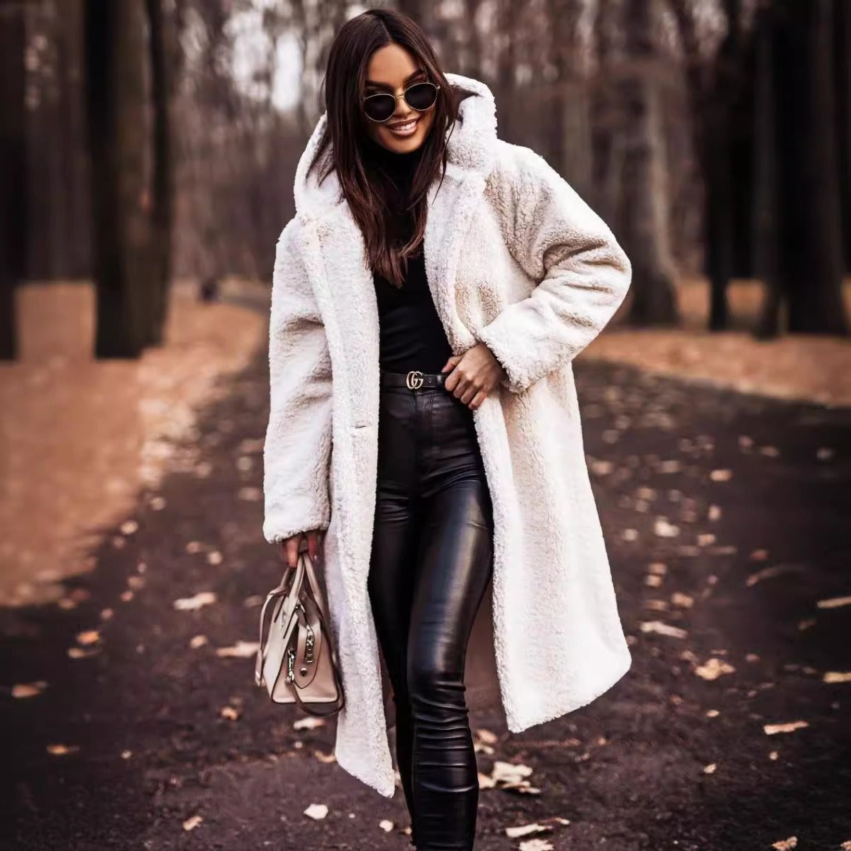 Oversized Hooded Wool Coat for Women – Full Length Button Closure Winter Trench Coat 2