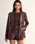Paloma | PU Leather Metal Button Lapel Pocket Blazer 1