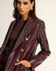 Paloma | PU Leather Metal Button Lapel Pocket Blazer 4