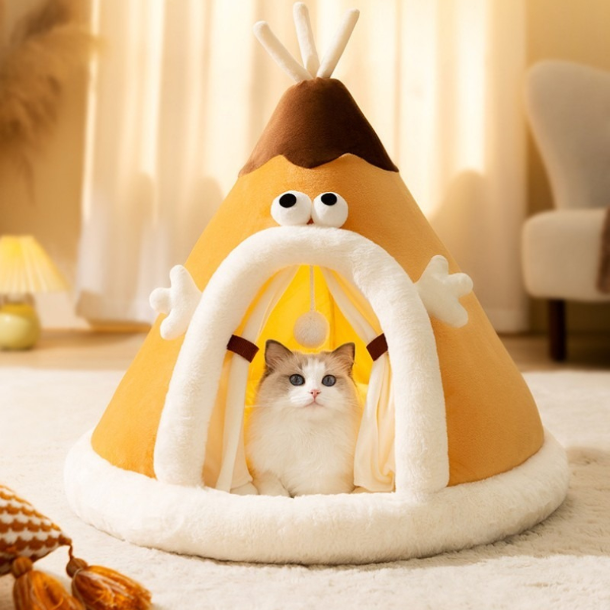 PawHaven | Soft Fleece Cat Tent Bed for Indoor Comfort 0